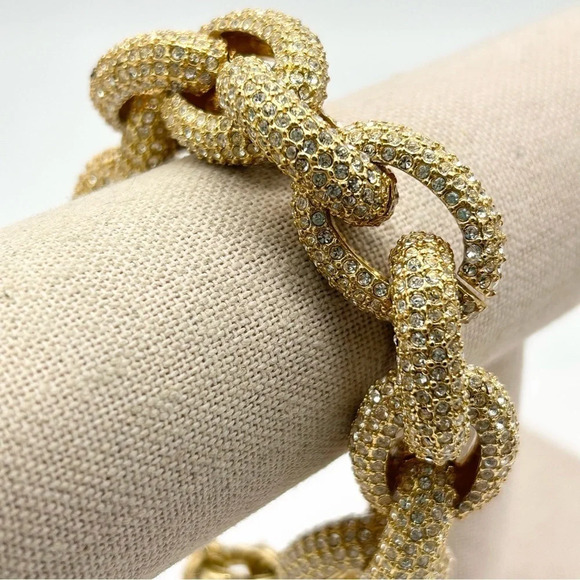 J. Crew Pave Links Gold Bracelet - Picture 1 of 4